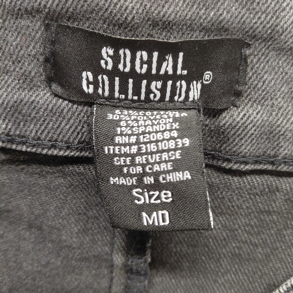 Social Collision Hot Topic Ruffle Star Studed Faded Black Denim Skirt Y2K Sz M - Picture 7 of 9